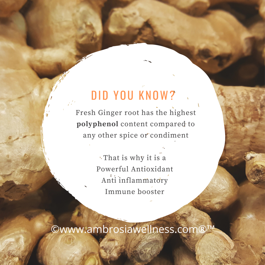 Ginger polyphenol content is the highest compared to other spices